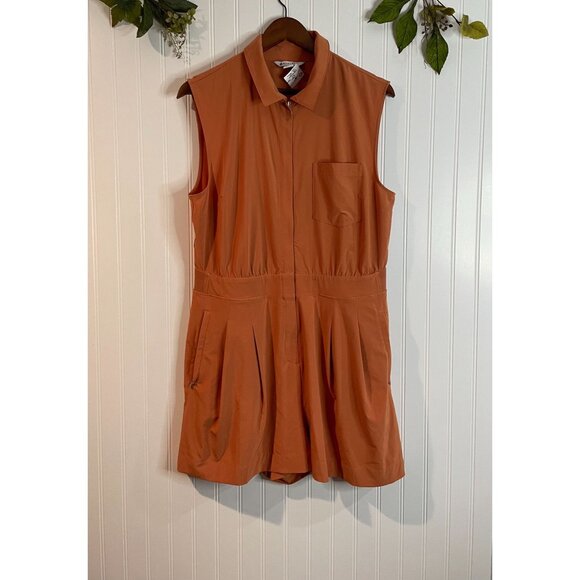 Athleta Womens Sleeveless Rust Orange Romper Size 14 - Picture 4 of 15